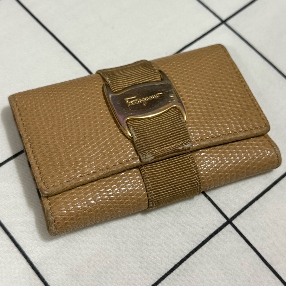 Salvatore Ferragamo Gold Accent Tan Wallet